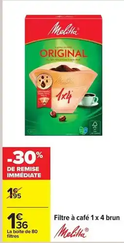 Carrefour Drive Melitta - filtre à café 1 x 4 brun offre