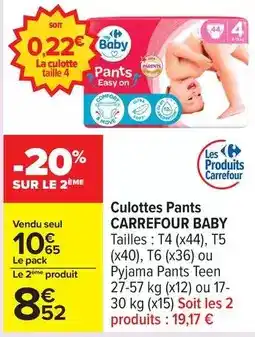 Carrefour Drive Carrefour - culottes pants baby offre