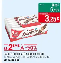 Match KINDER BUENO BARRES CHOCOLATÉES offre