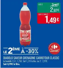 Match CARREFOUR CLASSIC Diabolo saveur grenadine offre