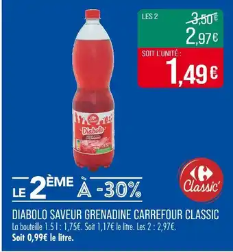 Match CARREFOUR CLASSIC Diabolo saveur grenadine offre