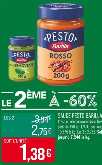 Match BARILLA SAUCE PESTO offre