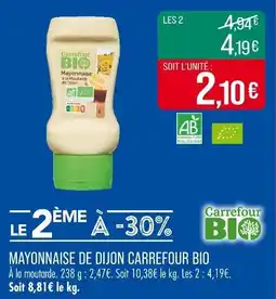Match Mayonnaise de dijon carrefour bio offre