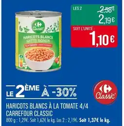 Match Haricots blancs à la tomate 4/4 carrefour classic offre