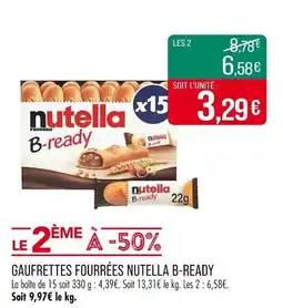 Match Gaufrettes fourrées nutella b-ready offre