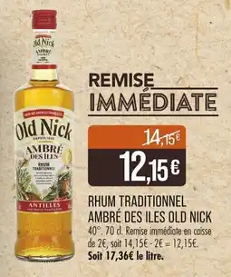 Match Rhum traditionnel ambré des iles old nick offre
