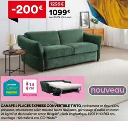 BUT Canapé 2 places express convertible tinto offre