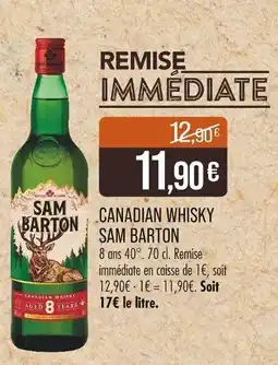 Match Canadian whisky sam barton offre