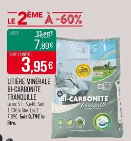 Match Litière minérale bi-carbonite tranquille offre