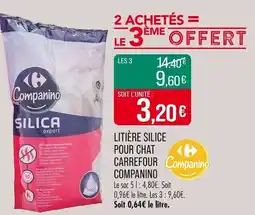 Match Litière silice pour chat carrefour companino offre