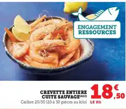 Super U Crevette entiere cuite sauvage offre