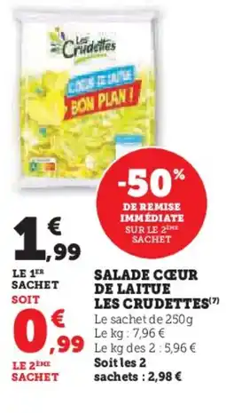 Super U LES CRUDETTES Salade cœur de laitue offre