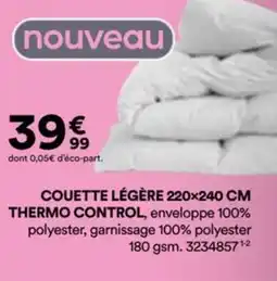 BUT Couette légère 220×240 cm thermo control offre