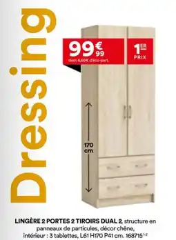 BUT Lingère 2 portes 2 tiroirs dual 2 offre