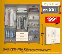 BUT Armoire 6 portes 3 tiroirs caju offre