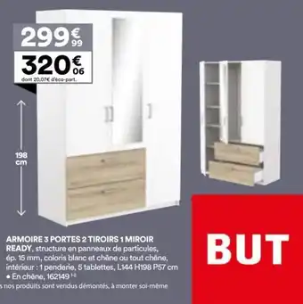 BUT Armoire 3 portes 2 tiroirs 1 miroir ready offre