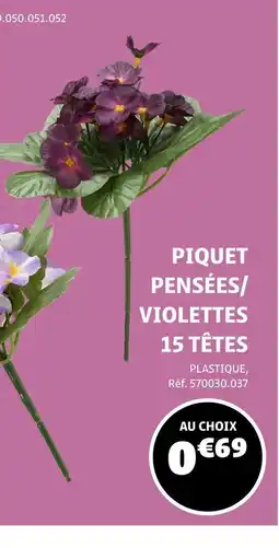 Gifi Piquet pensées/ violettes 15 têtes offre