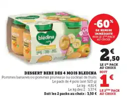 U Express Dessert bebe des 4 mois bledina offre