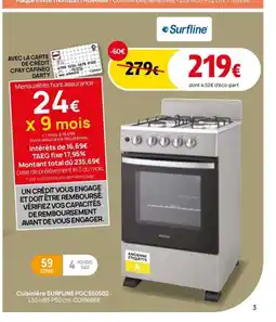 Darty SURFLINE Cuisinière PGCS50502- offre