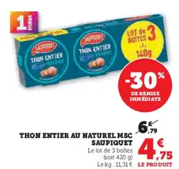 U Express Thon entier au naturel msc saupiquet offre