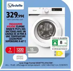 Darty VEDETTE Lave-linge frontal LFV472W offre