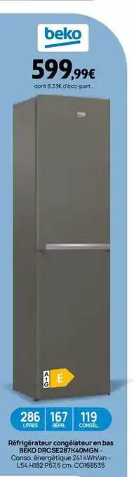 Darty BEKO Réfrigérateur congélateur en bas DRCSE287K40MGN offre