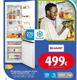 Darty SHARP Réfrigérateur congélateur en bas SJFBA05DTXWE offre