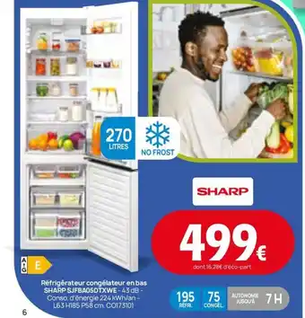 Darty SHARP Réfrigérateur congélateur en bas SJFBA05DTXWE offre