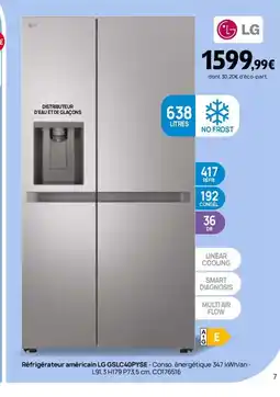 Darty LG Réfrigérateur américain GSLC40PYSE offre