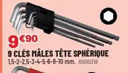 Brico Pro 9 clés mâles tête sphérique offre