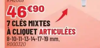 Brico Pro 7 clés mixtes à cliquet articulées offre