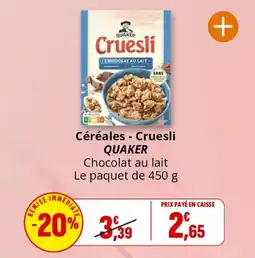 Coccimarket Céréales cruesli quaker offre