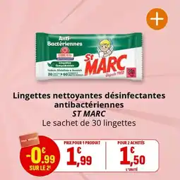 Coccimarket Lingettes nettoyantes désinfectantes antibactériennes st marc offre