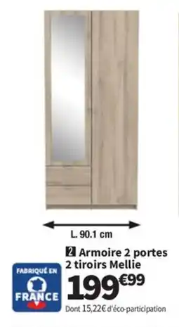 Conforama 2 armoire 2 portes 2 tiroirs mellie offre