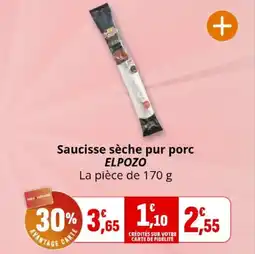 Coccinelle Express Saucisse sèche pur porc elpozo offre