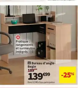 Conforama Bureau d'angle Begin offre