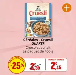 Coccinelle Express Céréales cruesli quaker offre