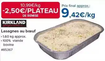 Costco Kirkland - lasagnes au boeuf offre