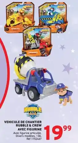 Trafic Vehicule de chantier rubbe & crew avec figurine offre
