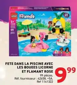 Trafic Lego - fete dans la piscine avec les bouees licorne et flamant rose offre