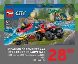 Trafic Lego - le camion de pompiers 4x4 et le canot de sauvetage offre