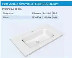 Cedeo Plan vasque céramique plenitude l80 cm offre