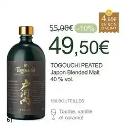La Vignery Togouchi - peated japon blended malt offre