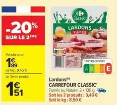Carrefour Drive Carrefour - lardons classic offre
