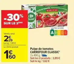 Carrefour Drive Carrefour - pulpe de tomates classic' offre