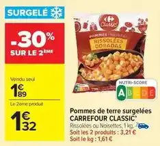 Carrefour Drive Carrefour - pommes de terre surgelées classic offre