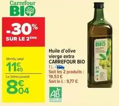Carrefour Drive Carrefour - huile d'olive vierge extra bio offre
