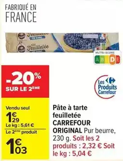 Carrefour Drive Carrefour - pâte à tarte feuilletée offre