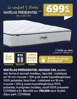 BUT Ww - matelas présidentiel 160x200 cm. soutien offre