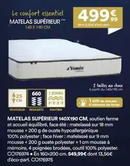 BUT Matelas supérieur 140x190 cm, soutien ferme offre